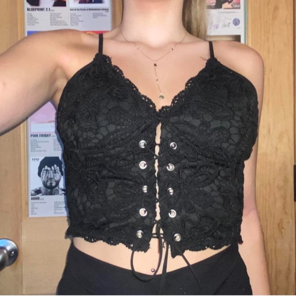 black lace up corset 
size medium
brand: romwe